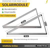 Avoltik Balkonkraftwerk Halterung 2er Set bis 118cm I Solarpanel Halterung für 2 Module I Verstellbar 0-90° I Ideal für Dach, Balkon & Boden – Ansicht 2