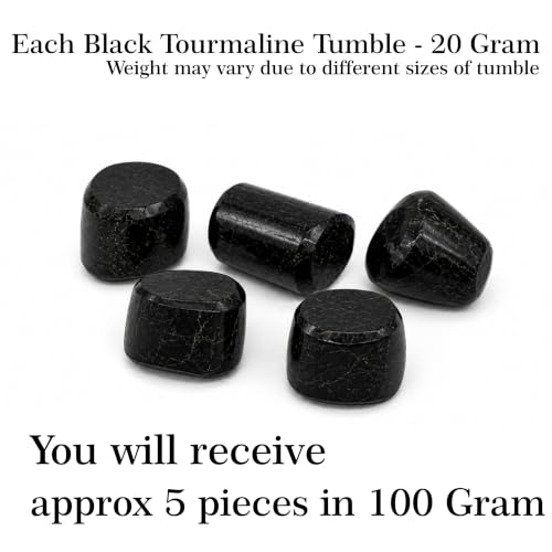 Image of Crystal Black Tourmaline Tumble Stone Pebble Tumbled Gemstone for Reiki Healing Vastu Correction Gravels for Aquarium Home Decor Garden Table 100 Gm