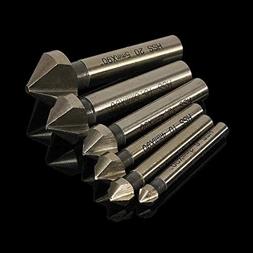 6pcs 6.3mm -20.5mm 90 Degrees HSS Countersink Drill Bits Chamfer Drills Woodworking Tool