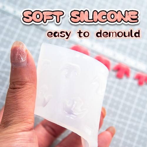 Image of Nuvretk 8 Cute Silicone Molds for Needle Felting - Cat Nose Shapes for Stuffed Animals, DIY Crafts, and Accessories (Garfield)