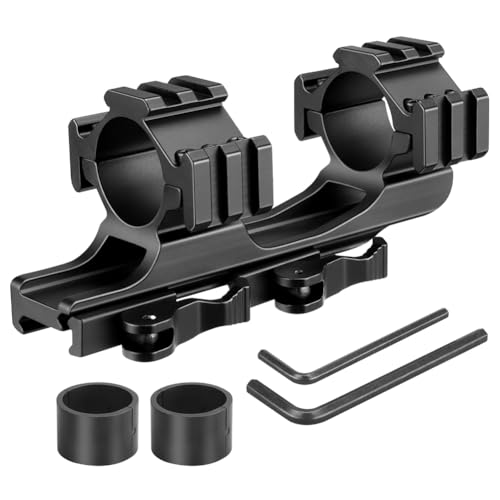 KEENZO Haut Profil 25,4 mm/30 mm Anneaux de Montage, Support de Lunette de visee Libération Rapide/Verrouillage Montage Adapter avec 6 Rails latéraux pour 20mm Picatinny Rail