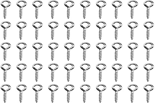 Juliyeh Lot de 100 épingles à œillet filetées à vis, mini boulons à œillet en acier inoxydable, pour la fabrication de bijoux, les loisirs créatifs, 10 mm x 4 mm, (45)