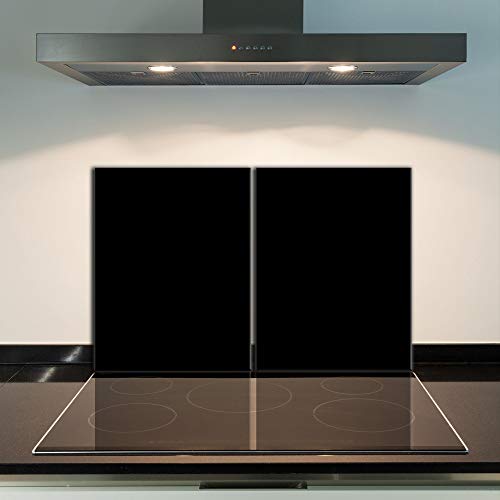 Herdabdeckplatte Abdeckung Ceranfeld Abdeckplatte Schneidebrett 2-Teilig 80x52 Schwarz Spritzschutz Glasplatte Ceranfeldabdeckung Schutz Herdschutz Sicherheitsglas Glasschneidebrett 2x40x52