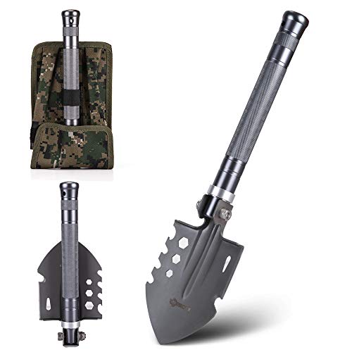 ANTARCTICA 15'' Military Portable Folding Shovel Multitool Compact Backpacking Tactical for Hunting, Camping (Silver)