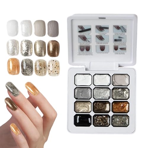 Paleta de Gel para Uñas - Paleta de 12 Colores Semisólida en Degradado - Esmaltado en Gel con Purpurina | Para Niñas, Mujeres, Adolescentes, Salón, Hogar, , Verano, Halloween,