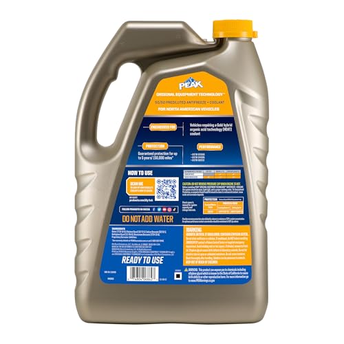Image of PEAK OET Extended Life Gold 50 /50 Prediluted Antifreeze /Coolant for North American Vehicles, 1 Gal. (Pack of 2)