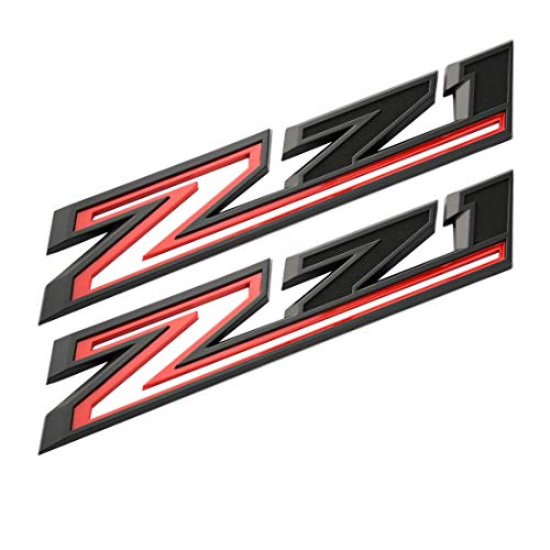Image of 2PC 3D Raised Letters Z71 Hood Side Emblem with Adhesive Backing Fits for Silverado Automotive Decoration(Red Black)
