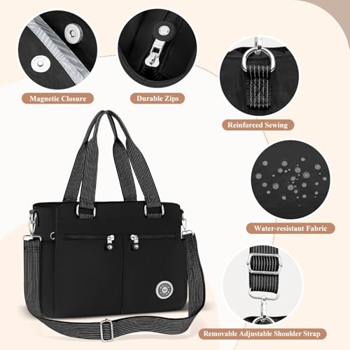 VOBUKE Umhängetasche Damen Groß Tasche Nylon Handtasche Gross mit Vielen Fächern Crossbody Bags Casual Leichte Tote Bag Mittelgroß mit Verstellbar Breitem Schultergurt für Uni, Schule, Shopper