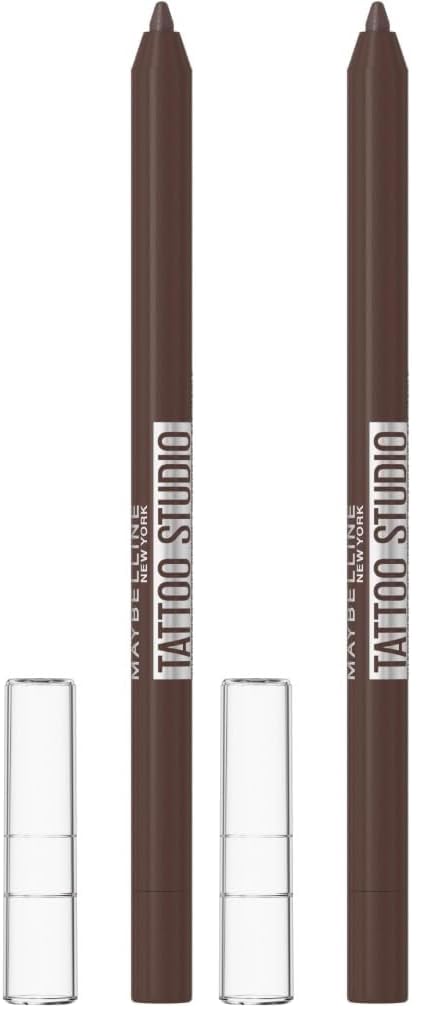 Maybelline Tattoo Liner Lápiz De Ojos Semi-Permanente Waterproof 910 Bold Brown Marrón Oscuro (Packung mit 2)