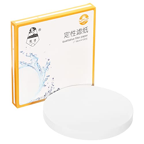 PATIKIL 100Pcs 18cm Qualitative Filter Paper Circles, Fast Speed Round Laboratory Filter Paper Chemical Industrial Oil Testing Funnel Filter Paper