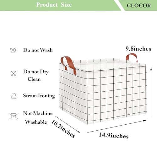 Image of CLOCOR Rectangular Storage Bin,Waterproof Coating (white checks) | Collapsible Cute Pattern Storage Bin
