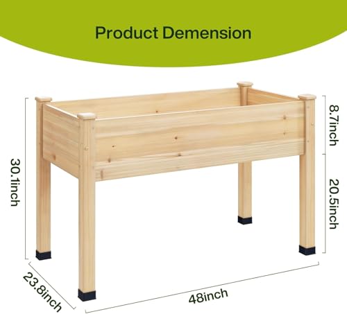 Image of Wood Raised Garden Bed, 48x24x30in Elevated Wooden Planter Box with Legs Standing Growing Bed for Backyard, Patio, Balcony with Bed Liner, 200 Pound Capacity 3PCS