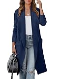 ANRABESS Women's Casual Long Sleeve Draped Open Front Knit Pockets Long Cardigan Jackets Sweater 580shenbaolan-M Navy Blue