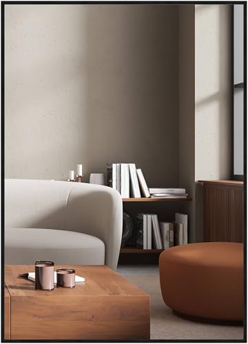 nielsen HOME Wandspiegel, 50 x 70 cm, Aluminium, Schwarz matt, Spiegel für alle Wohnbereiche, Hoch- & Querformat, anpassbare Aufhänger, Alpha