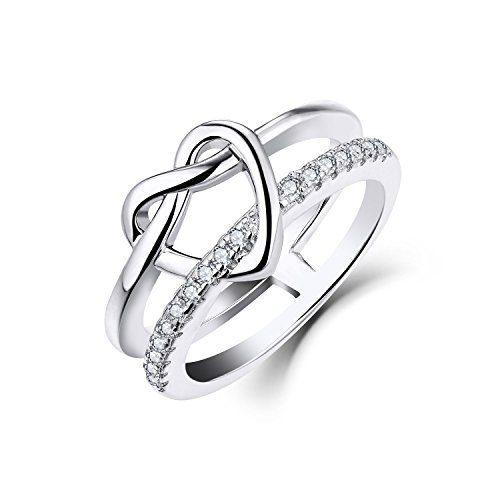 JO WISDOM 925 Sterling Silver Infinity Love Knot Heart Promise Ring for Her2