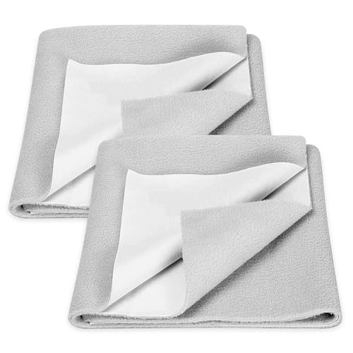 Image of GLUN Quick Dry Absorbent Baby Bed Sheet for Mattress Protector, Pack of 2 Baby Cloud Gray Bed Sheet, Size 70x100cm, Waterproof, Quick Drying, Anti-Itching Cloth