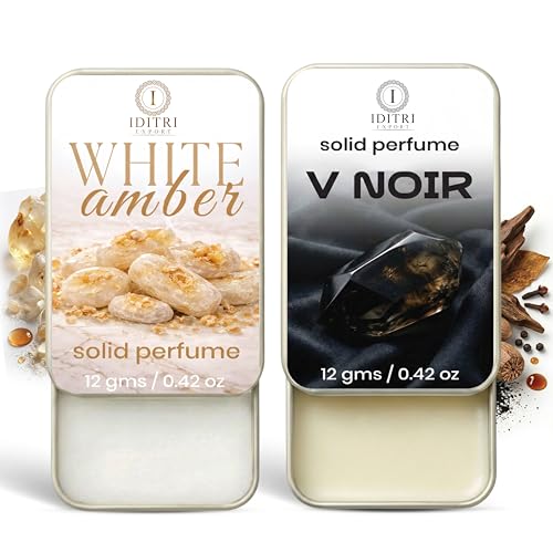 Image of IDITRI EXPORT Solid Perfume |V Noir&White amber Alcohol Free Wax Perfume Balm, Long Lasting | Pocket Tin 12g, Pack Of 2| Non Greasy Smooth Glide, Travel Friendly Men And Women