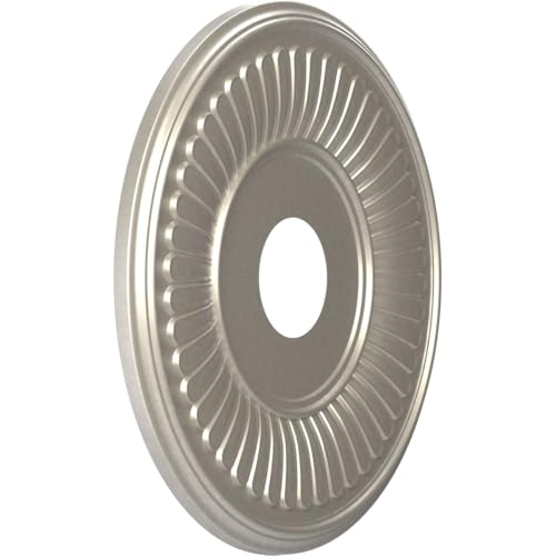 Image of Ekena Millwork CMP16BEBAL Berkshire Thermoformed PVC Ceiling Medallion (Fits Canopies up to 7 inch), 16 inchOD x 3 1 /2 inchID x 1 inchP, Bright Coat Aluminum