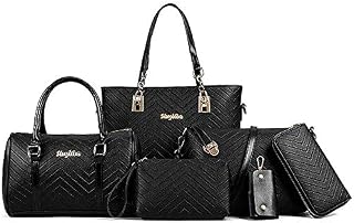 AlwaySky Women Handbags Set 6 Pcs PU Leather Top Handle Purse Shoulder Crossbody Bag Sets