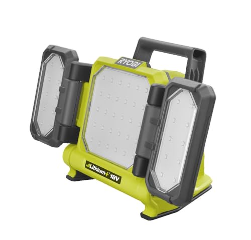 RYOBI - Lampe Triple panneau lumineux LED Sans Fil 18V ONE+ RLP18-0 – Tête Orientable, montage trépier possible, Compacte – Idéale Chantier, Garage,...