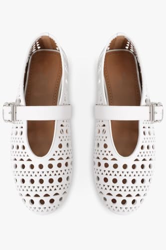 Womens Perforated Ballet Flats Hollow Out Buckle Strap Mary Jane Flats Ladies Breathable Round Toe Ballerina Flats3