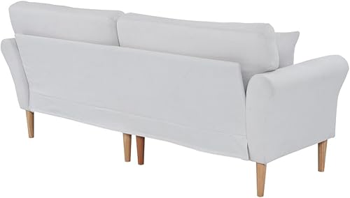 Miniatura 6 de Sofá de 3 plazas de arpillera de 83.5 pulgadas, moderno sofá biplaza de gran tamaño con cojín ultrasuave y decoración de uñas de cobre, sofás