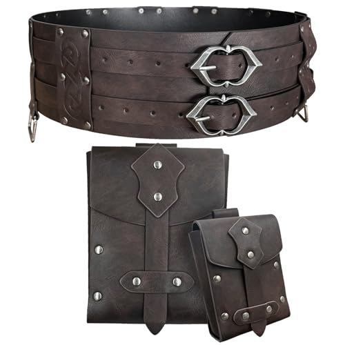 LUKIUP Cinturón medieval, cinturón vikingo, cinturón ancho de