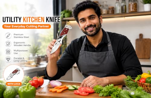 Yuvi H&M Kitchen Utility Knife with Wooden Handle - Image 4
