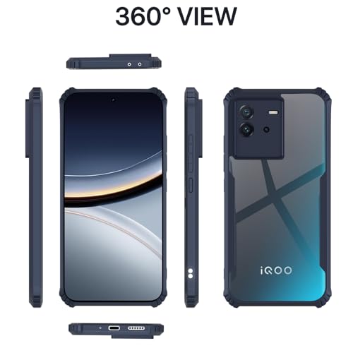 Image of Pikkme Back Cover for IQOO Neo 6 5G | Ultra Hyrbid | Full Camera Protection | Raised Edge | Crystal Clear Transparent Bumper Case (Blue)