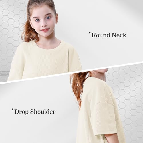 Image of DREAM BUS Girls T-Shirts and Shorts Set 2 Pieces Teen Girls Summer Matching Outfit Solid Trendy Clothes for Little Girl