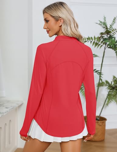 Image of LOMON Women Long Sleeve Shirts Sun Protection 1 /4 Zip Summer Quick Dry Hiking Shirts Quarter Zip Pullover for Women