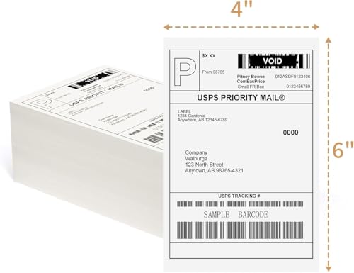 Thermal Direct Labels, 4"x6" Fanfold Thermal Label Printer Paper, Thermal Shipping Label Compatible with Zebra, MUNBYN and Rollo, Permanent Adhesive (500 Labels) image 8