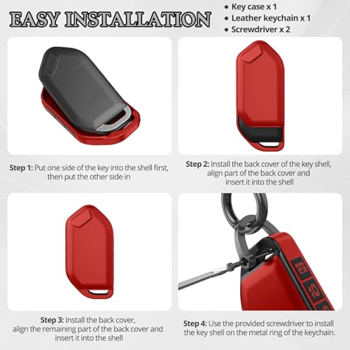 Image of for Kia Key Fob Cover Accessories,Matte TPU Material, with a Cute Leather Keychain,for Telluride,Carnival,K5 gt line,K5,Forte,K4,Sorento, Sportage and Other Models. (Matte Red, Model-1)