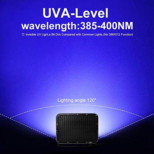 Image of 2 Pack 60W Purple LED Black Lights Flood Light with Plug(5ft Cable) , IP66 Waterproof, for , Stage Lighting, Aquarium, Body Paint, Fluorescent Poster, Neon Glow, (60W)