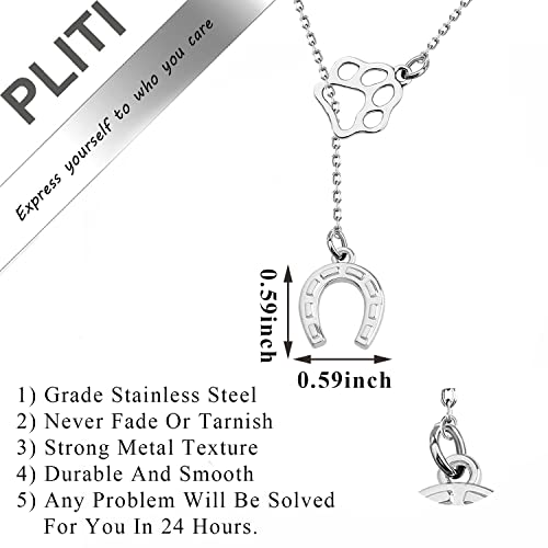 PLITI Dog Lover Gift Horse Riding Gift I'm A Dog And Horse Kind Of Paw Print Horseshoe Necklace For Rider3