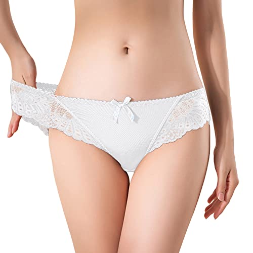 Logotipo de letra personalizado Tangas a rayas de cintura baja sin mostrar Bikini Tangas personalizadas Ropa interior para mujer Bragas Tanga de algodón, Blanco, M