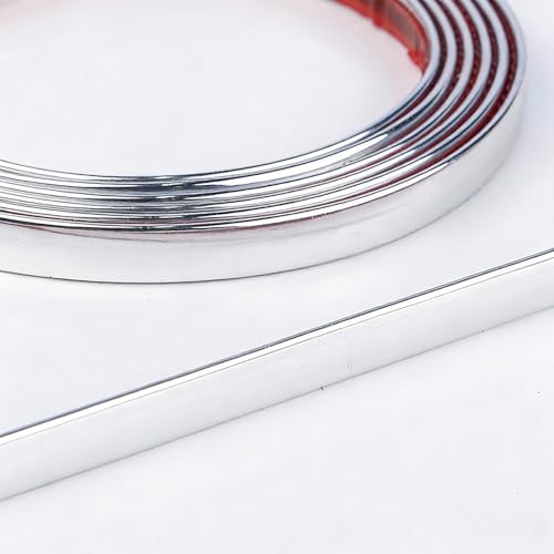Tira De Tapicería Autoadhesiva - Moldura De Borde Flexible, Cinta Selladora De Huecos De PVC, Tira De Transición Plana Para Paredes Decoración Del Hogar(Brushed Silver,13.0mm)