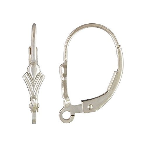 Pair of .925 Sterling Silver Fleur De Lis Leverbacks with Ring by JensFindings