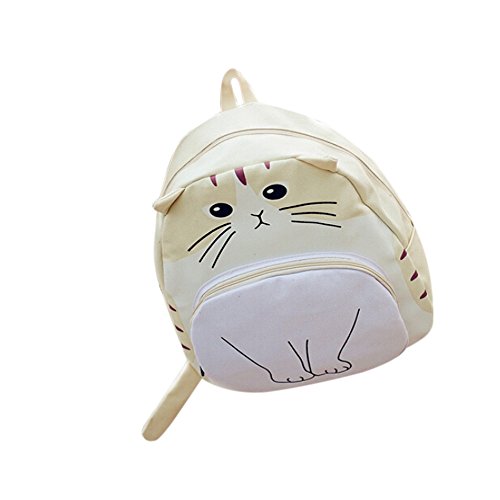 Mochilas de gato lindo Kukul 2017 Impresión Mochila de lona para niñas Mochilas Mochila Casual para Mujer Estudiantes (El arroz blanco) Cover