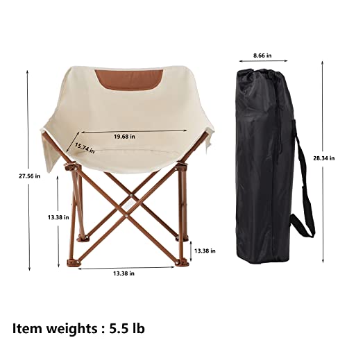 Tosamc Folding Chairs Heavy Duty Support 350 Lbs Moon Chair With Carry Bag White #TOP2