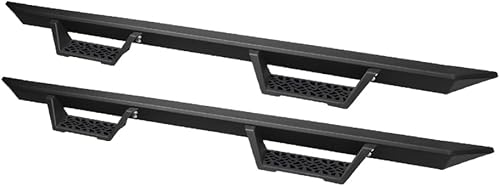 Estribos de riel Nerf de color negro mate, modular, con escalón caído, compatible con Toyota Tacoma 05-22 cabina doble (tripulación)