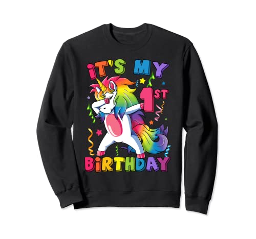 It's my 1st Birthday Party 1 Anno Vecchio Carino Dabbing Unicorn Felpa