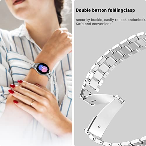 SPGUARD Galaxy Watch 4 Band 40mm/44mm Classic 42mm/46mm 20mm Metal Stainless Steel Bands Compatible with Samsung Galaxy Watch4 40mm/44mm Classic 42mm/46mm for Men Women