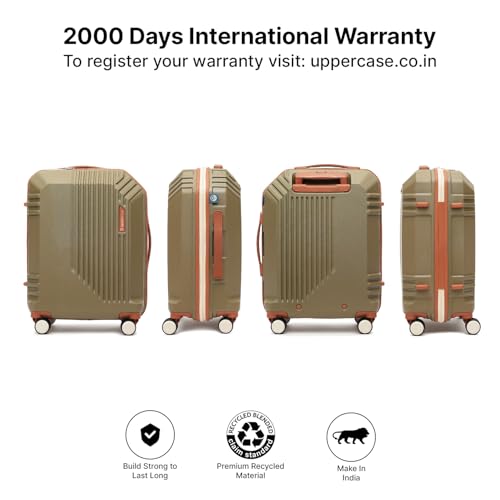 Image of uppercase Vector (Cabin) 55cm, Sustainable Trolley Bag, Hardsided Anti-Scratch 8 Wheel Double Spinner Luggage, TSA Lock & Anti-Theft Zippers, Suitcase for Unisex, 2000 Days Warranty (Brown)