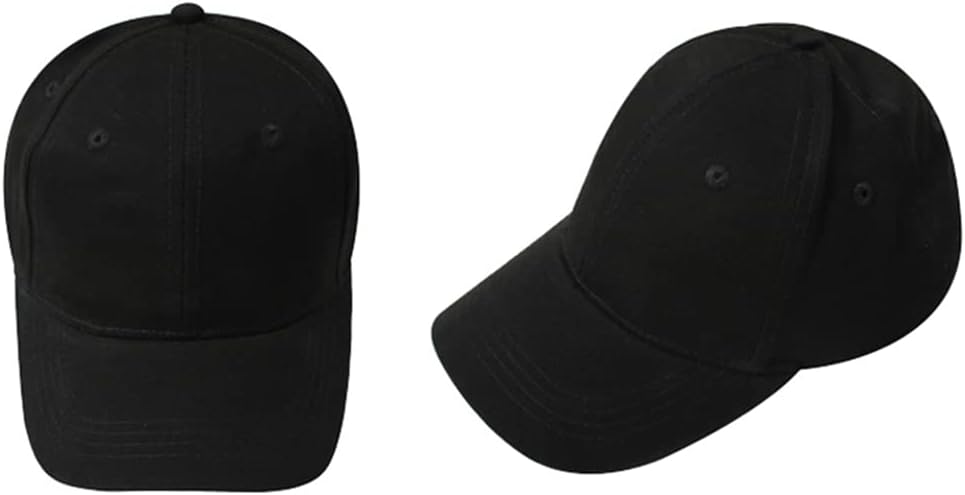 [KJOET] 2X のプレーンベースボールキャップ 女の子と男の子の帽子 夏用-黒