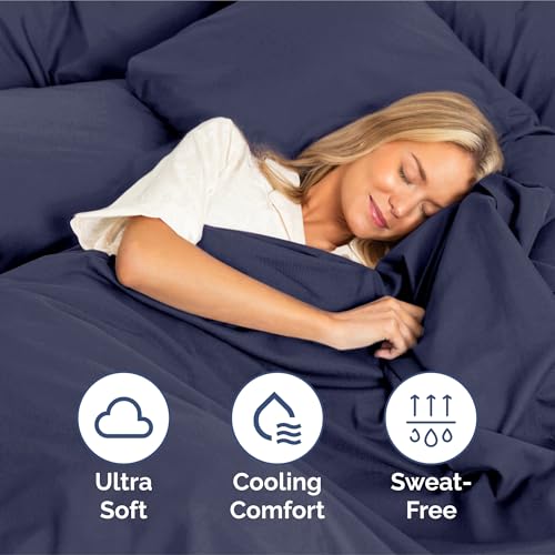 Image of King Size 4 Piece Sheet Set - Ultra Soft & Cooling Sheets - Deep Slate Blue
