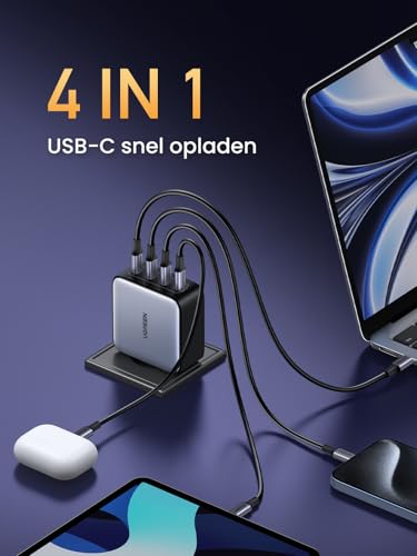 UGREEN Nexode 100W USB C-Charger met 4x USB-C-poorten GaN-oplader meerdere PD-lader ondersteunt PPS 45W compatibel met MacBook Pro/Air, HP Laptop, iPad Pro/Air, iPhone 16-8 serie, Galaxy S24 - Afbeelding 5