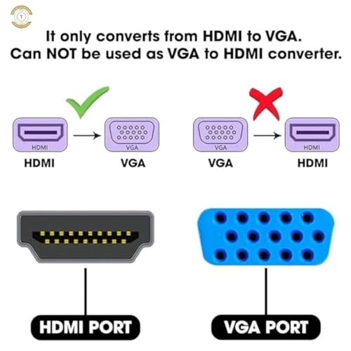 Image of HDMI to VGA Adapter with Full HD 1080p HDTV Desktop, Laptop, PC, Monitor, Projector, HDTV (HIGH QULITY HDMI to VGA)