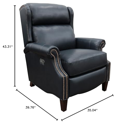 Sillón reclinable piel azul con soporte lumbar miniatura 2