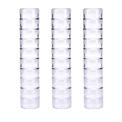 Image of BAOFALI 30 PCS Stackable Plastic Containers, Clear Storage Box Round Organizer Jars for Beads, Buttons, DIY Art CraftJewelry Nail Accessory (919x3.5cm / 7.5X.5inch)